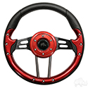 RHOX Steering Wheel, Aviator 4 Red Grip/Black Spokes 13" Diameter