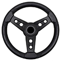 Lugana Steering Wheel, Black, Club Car Tempo, Onward, Precedent Hub