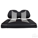 RHOX Front Seat Cushion Set, Rally Black Carbon/Silver Carbon Fiber, Club Car Tempo, Precedent 04+