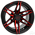 RHOX RX377, Gloss Black with Red, 12x7 ET-25